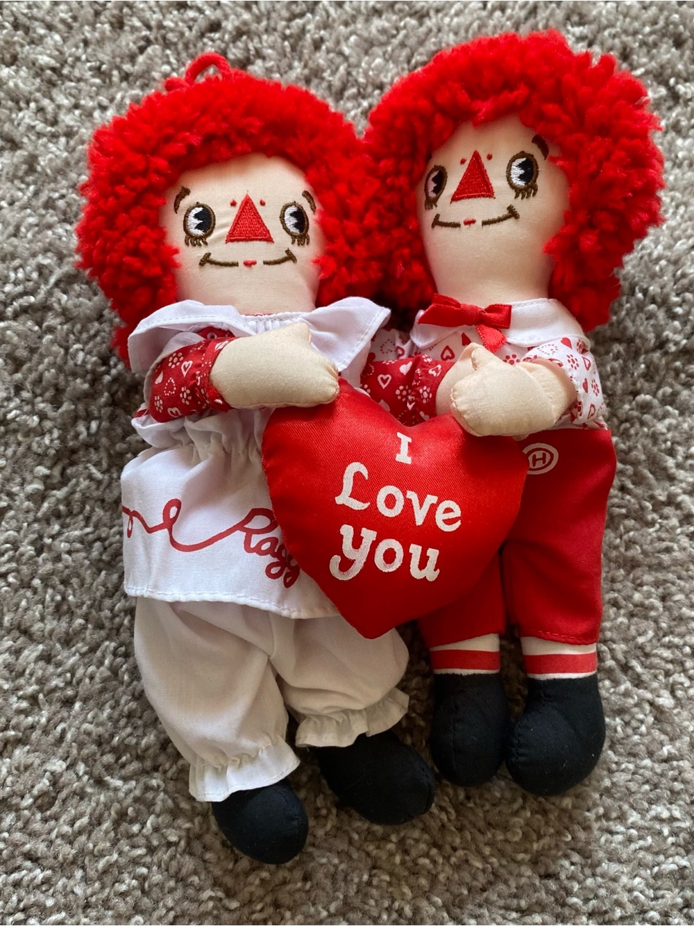 Vintage Applause Raggedy Ann and Raggedy Andy dolls "I love you"